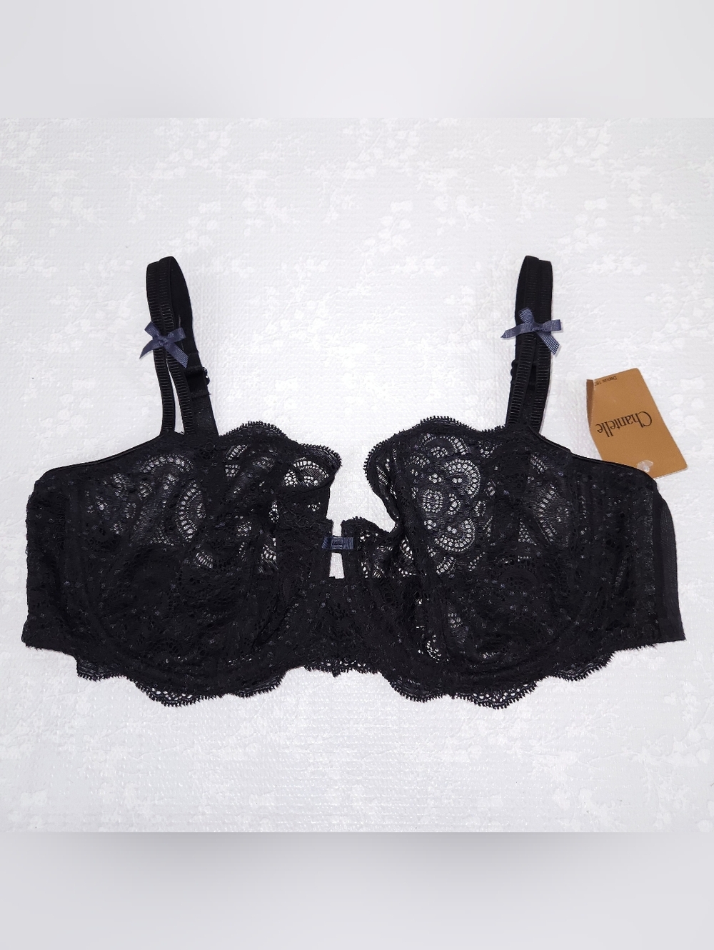 CHANTELLE Saint Germain Demi Lace Bra 38C Black Underwire 3415